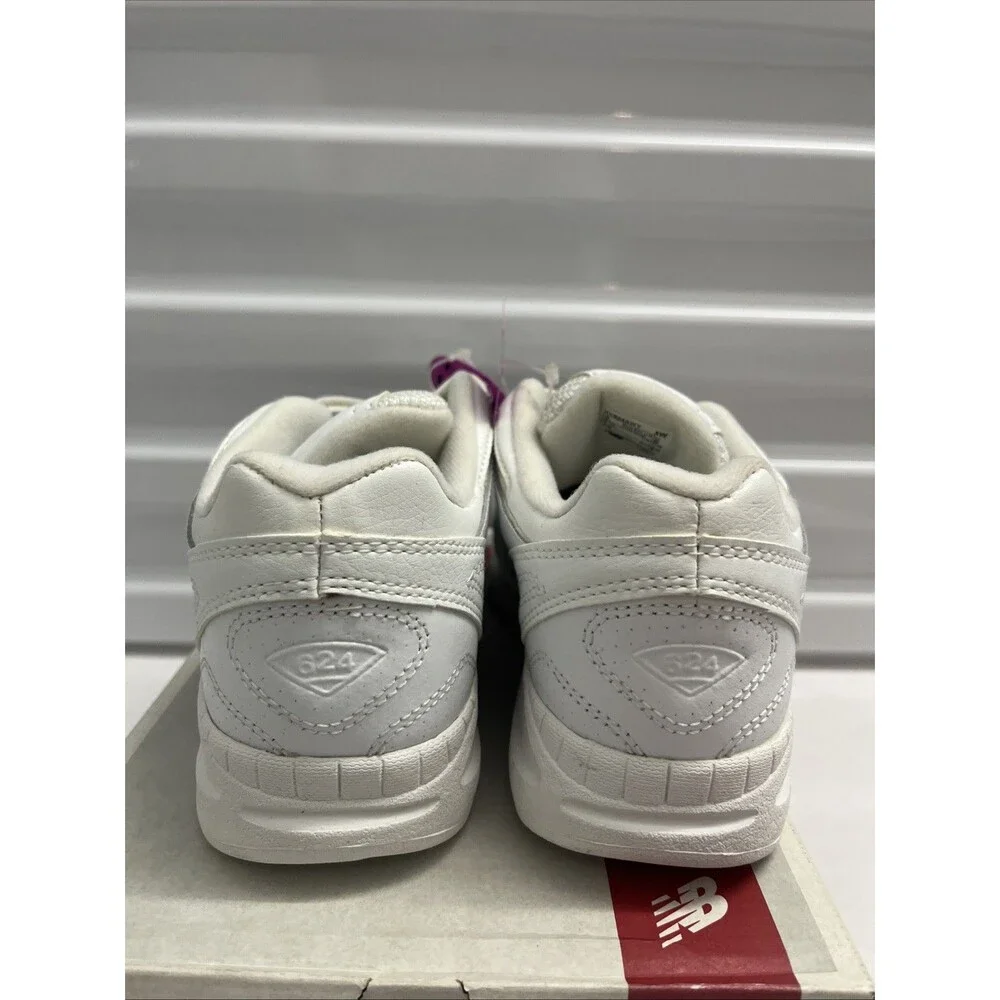 New Balance White  Big Kid 624 Hook and Loop Uniform Sneakers Shoes SZ 3 X Wide